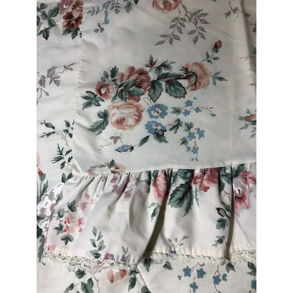 Vtg Springs Industries Floral Full Comforter 2 Shams Shabby Cottagecore Lace USA